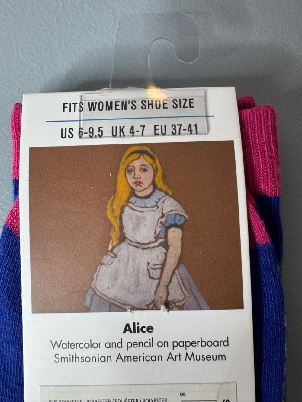 Smithsonian Alice in wonderland vibrant crew socks American art museum - Picture 2 of 2